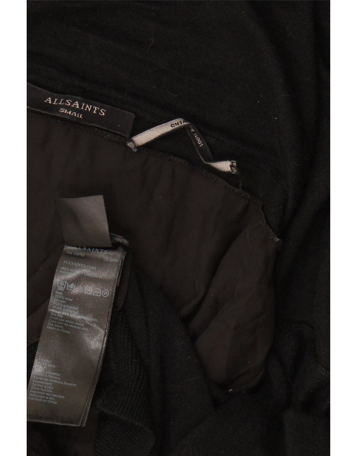 ALL SAINTS Dame Asymmetrisk Åben Cardigan Sweater UK 10 Lille Sort Uld