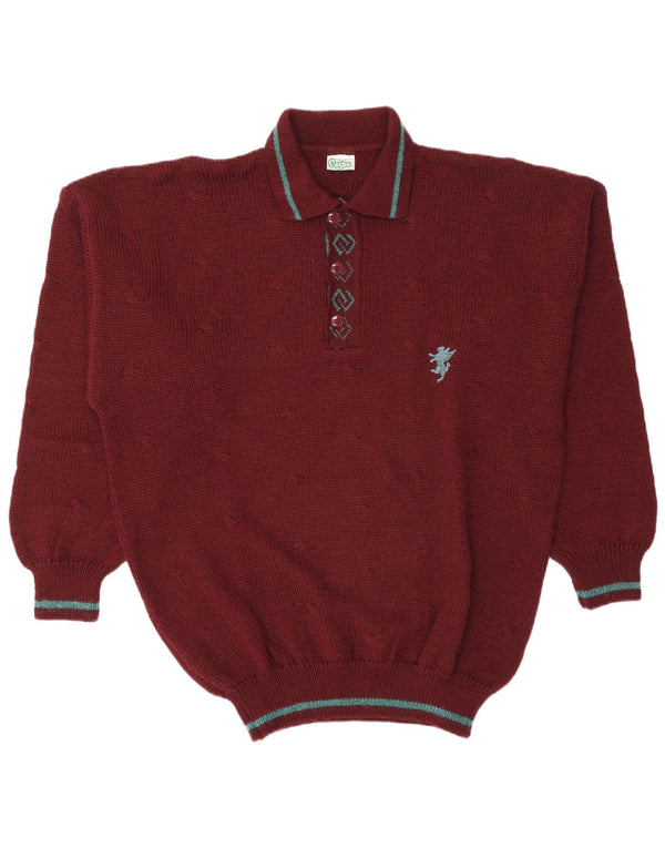 Vintage herre polo hals sweater XL Bourgogne uld