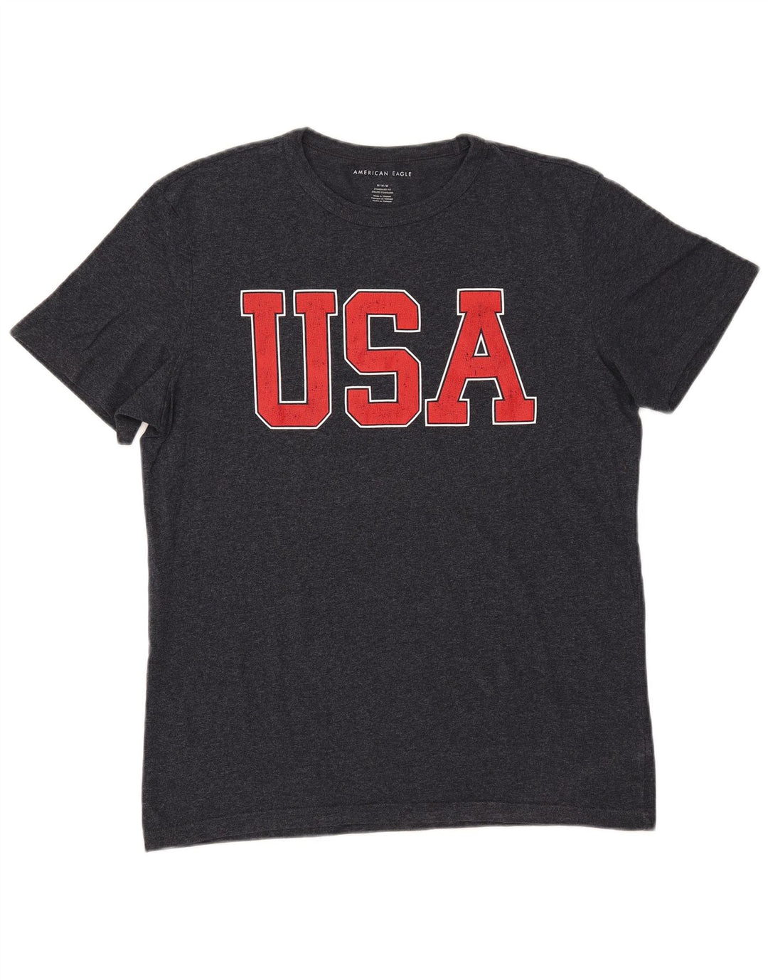 AMERICAN EAGLE Herre Coupe Standard Grafisk T-Shirt Top Medium Navy Blue