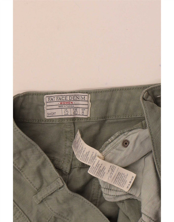 Fat Face Dame Denim Shorts UK 12 Medium W30 Grøn Bomuld