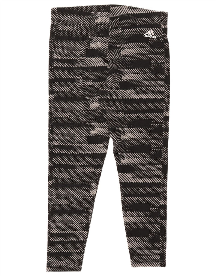 ADIDAS Grafiske Leggings til kvinder UK 16/18 Stor sortstribet bomuld