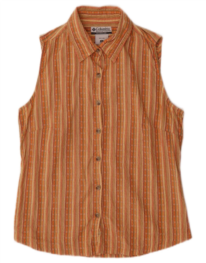 COLUMBIA ærmeløs skjortebluse til kvinder UK 10 Lille flerfarvet stribet