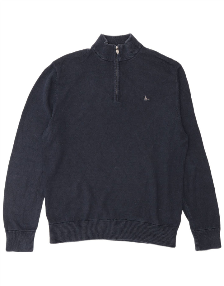 Jack Wills Herre Zip Neck Jumper Sweater Stor Marineblå Bomuld