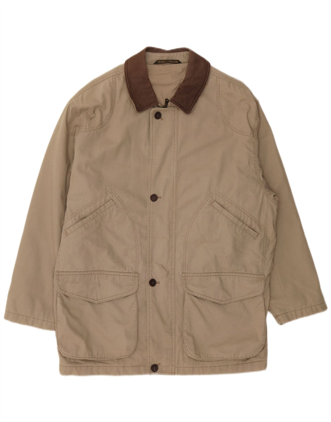 Marks & Spencer Herre Utility Jacket UK 38 Medium Beige Bomuld