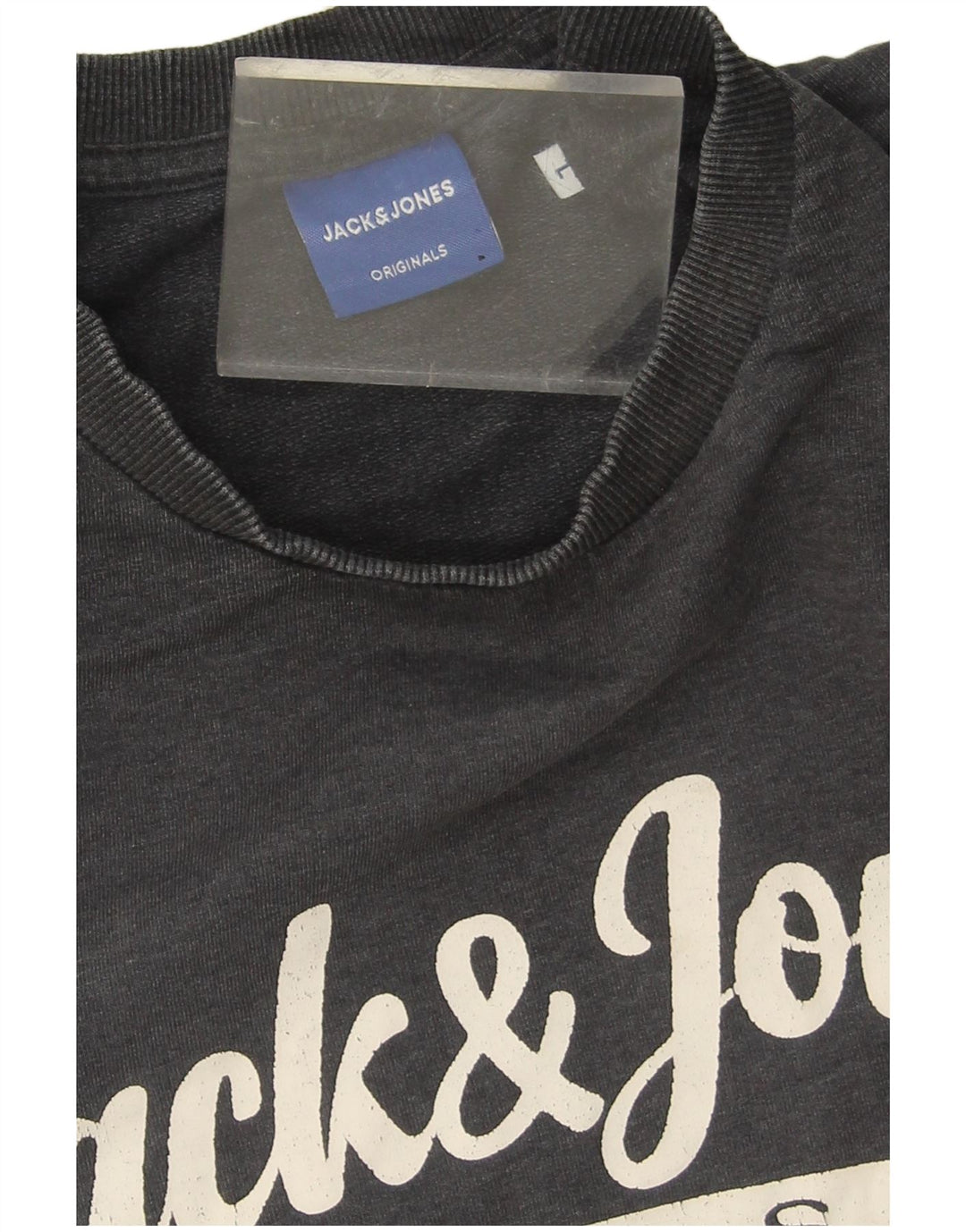 Jack & Jones grafisk sweatshirt til mænd, stor grå bomuld