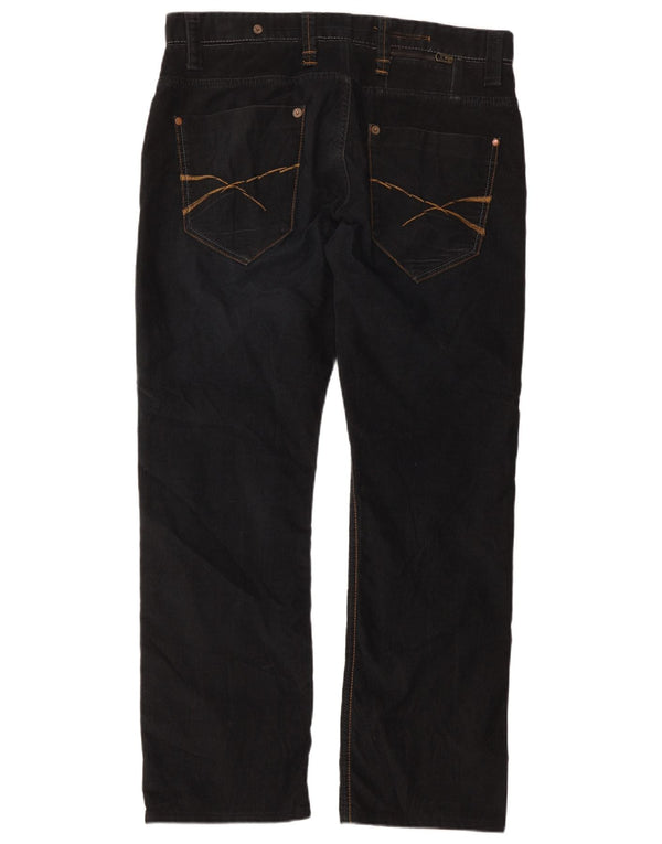 Zara Herre lige fløjlsbukser EU 46 XL W36 L30 Sort polyester