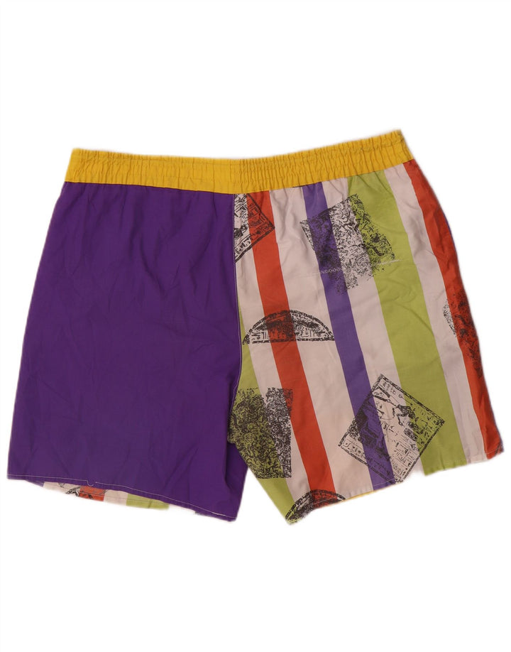 Vintage grafiske badeshorts til mænd XL flerfarvet Colourblock Polyester