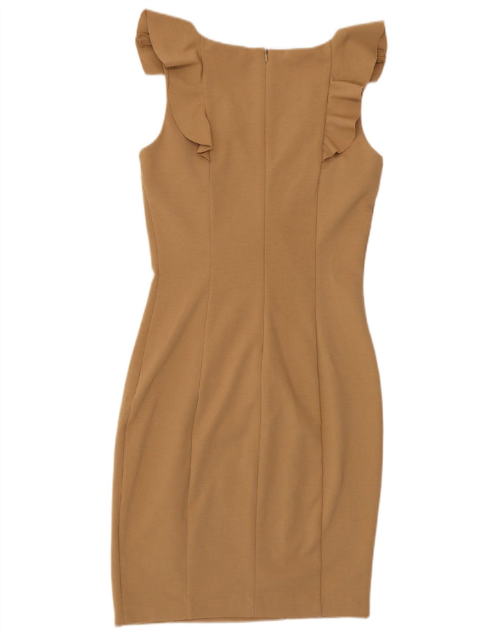 Oasis Womens Sleeveless Bodycon Dress UK 8 Small Brown Polyester