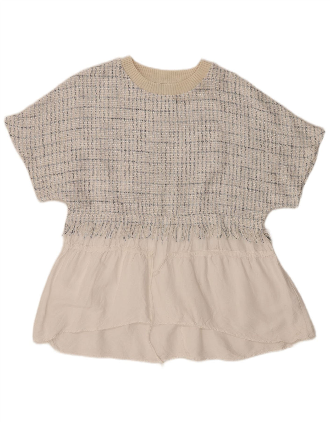 Zara Damebluse Top UK 14 Medium White Ternet Bomuld