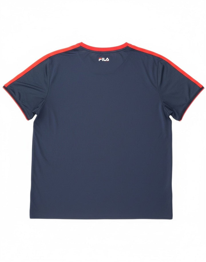 Fila Herre T-Shirt Top 2XL Marineblå Colourblock Polyester
