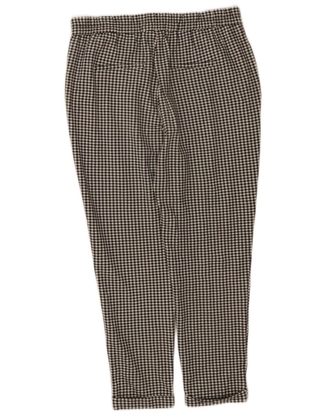 Benetton Womens High Waist Cropped Trousers Medium W28 L24 Black Gingham