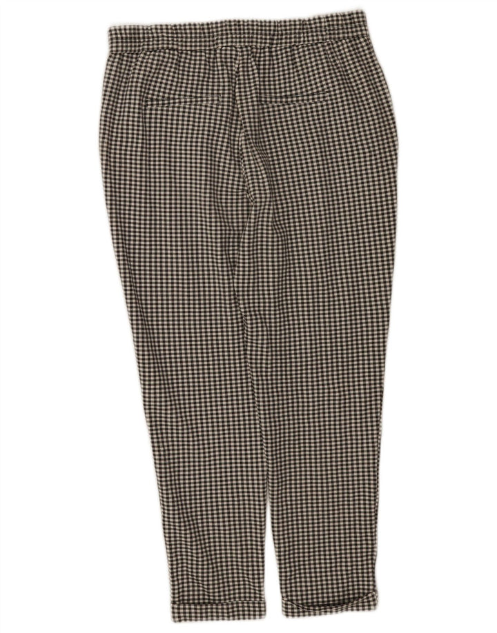 Benetton Womens High Waist Cropped Trousers Medium W28 L24 Black Gingham