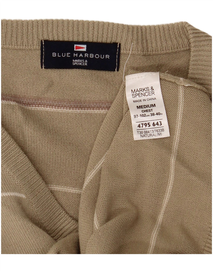 Marks & Spencer Herre Blue Harbor V-hals sweater Medium Khaki