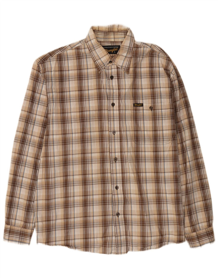 Wrangler herreskjorte stor beige ternet bomuld