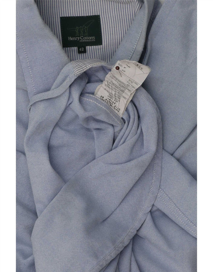 Henry Cottons Herreskjorte str. 42 Large Blue Cotton