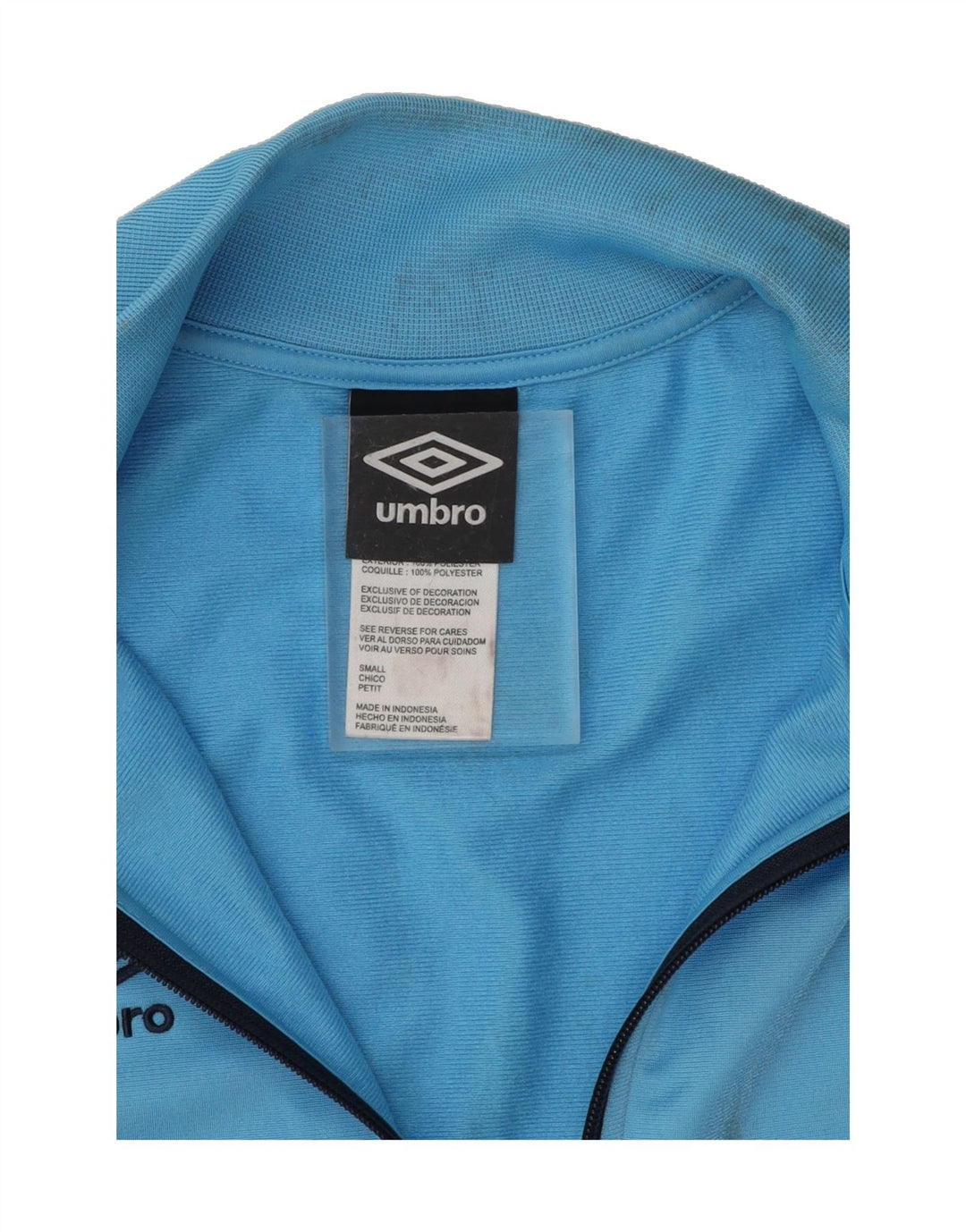 UMBRO Mens Graphic Tracksuit Top Jacket Small Blue Colourblock Polyester Vintage Umbro and Second-Hand Umbro from Messina Hembry 