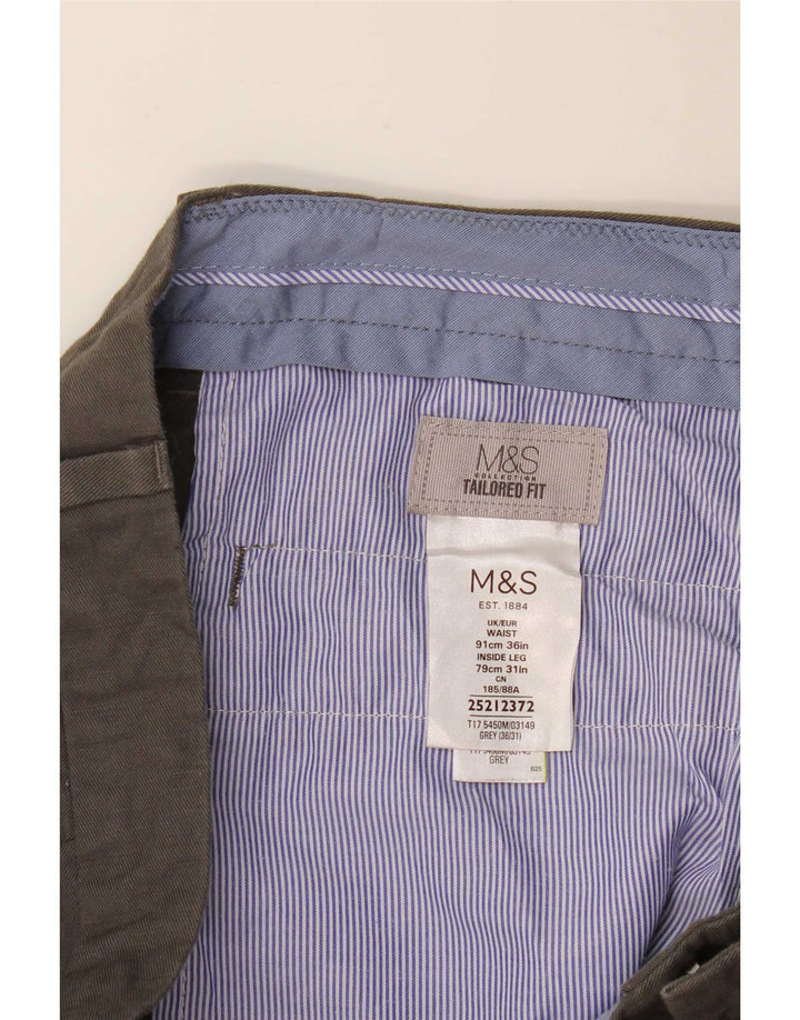 Marks & Spencer Herre Tailored Fit Chino Bukser W36 L31 Grå hør