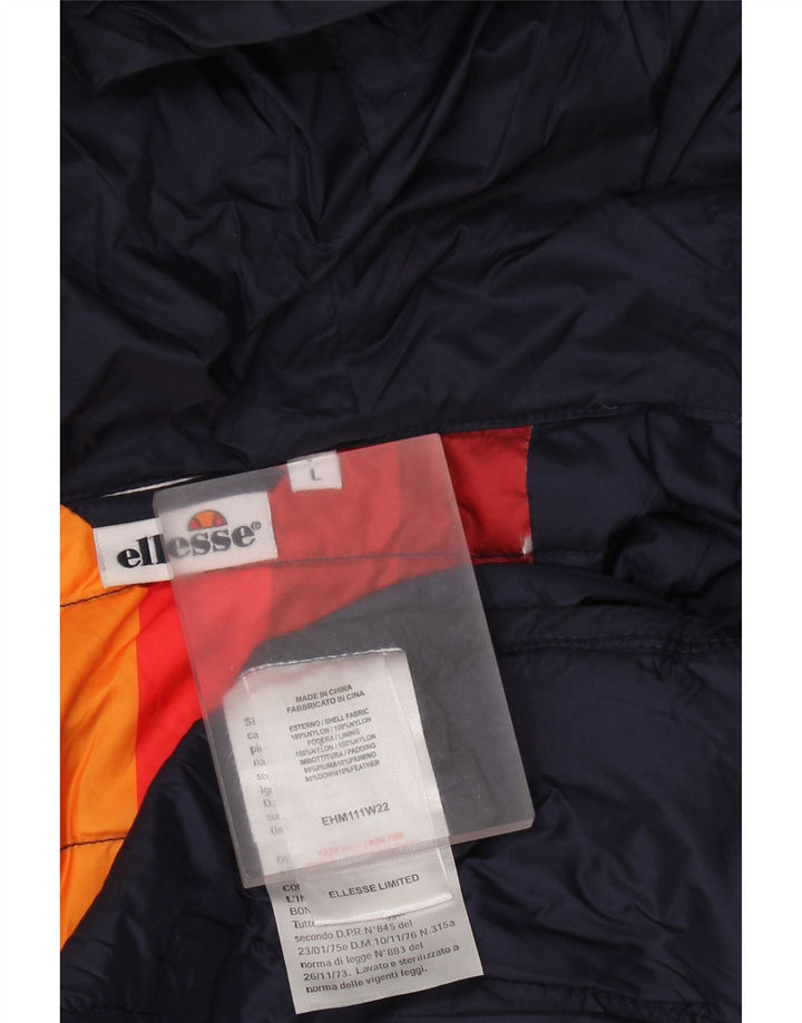 Ellesse Herre Hooded Padded Jacket UK 40 Large Navy Blue Nylon