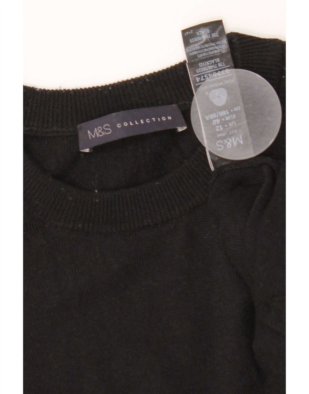 Marks & Spencer Dame Jumper Dress UK 12 Medium Black Merino Wool