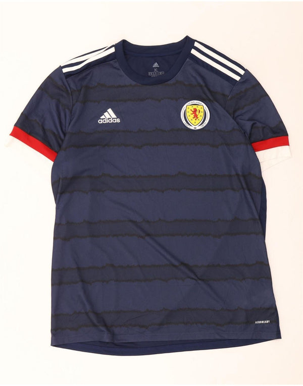 Adidas Herre Ferrari grafisk T-shirt top XL marineblå stribet polyester