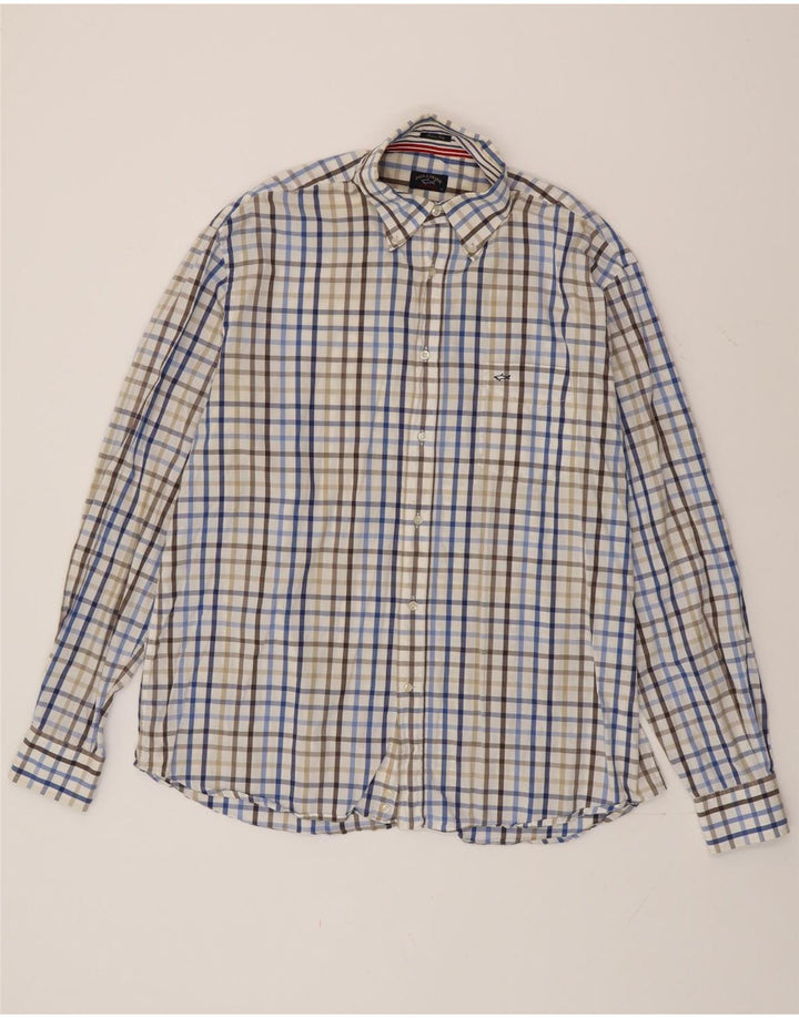Paul & Shark Herre Yachting Shirt Størrelse 44 XL Flerfarvet ternet bomuld