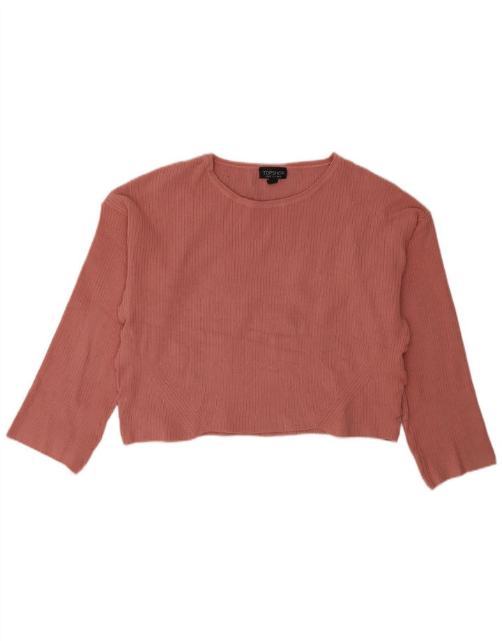 Topshop Dame Oversized Top Langærmet UK 10 Lille Pink Akryl