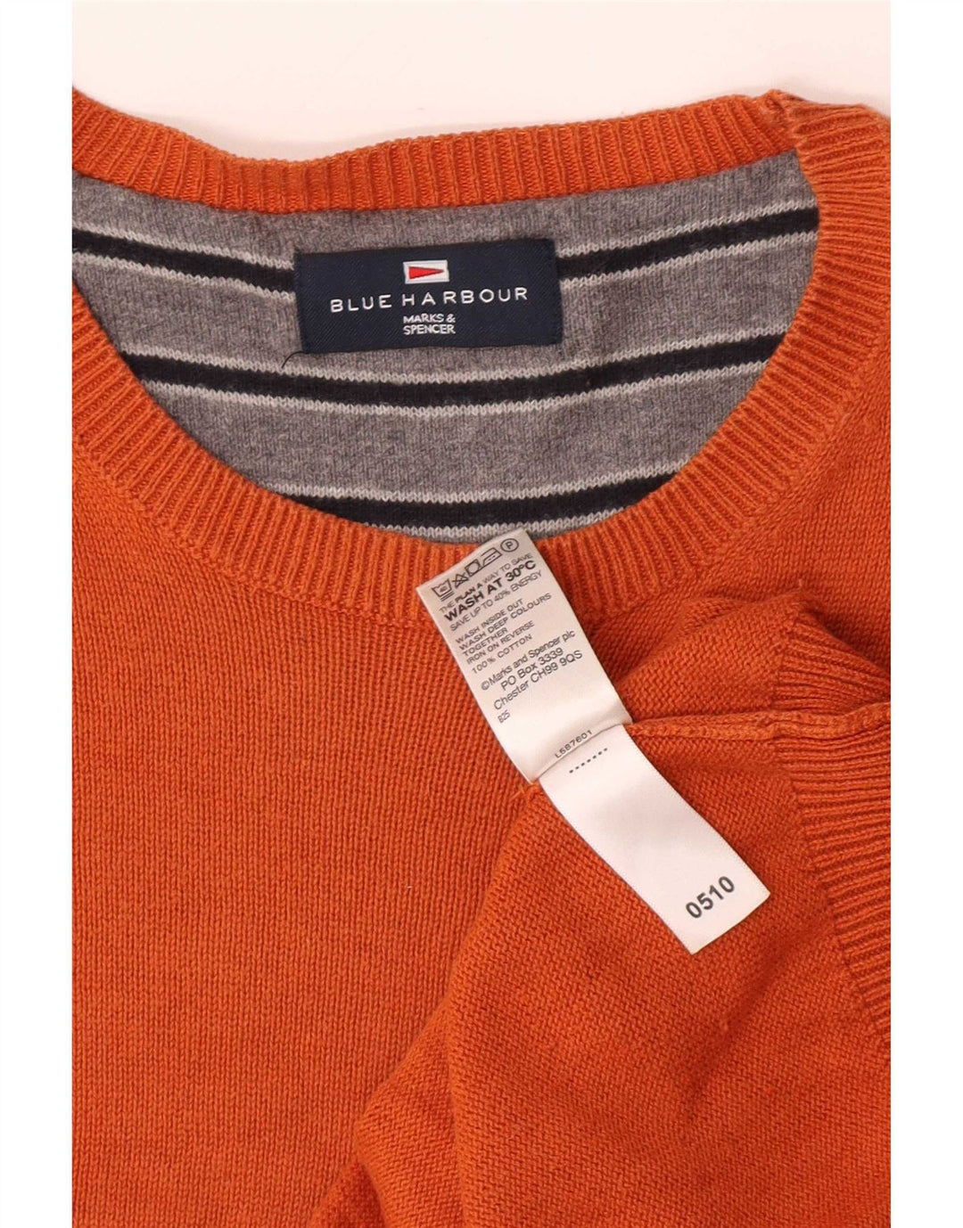 Marks & Spencer Herre Blue Harbor Crew Neck trøje Sweater Large Orange