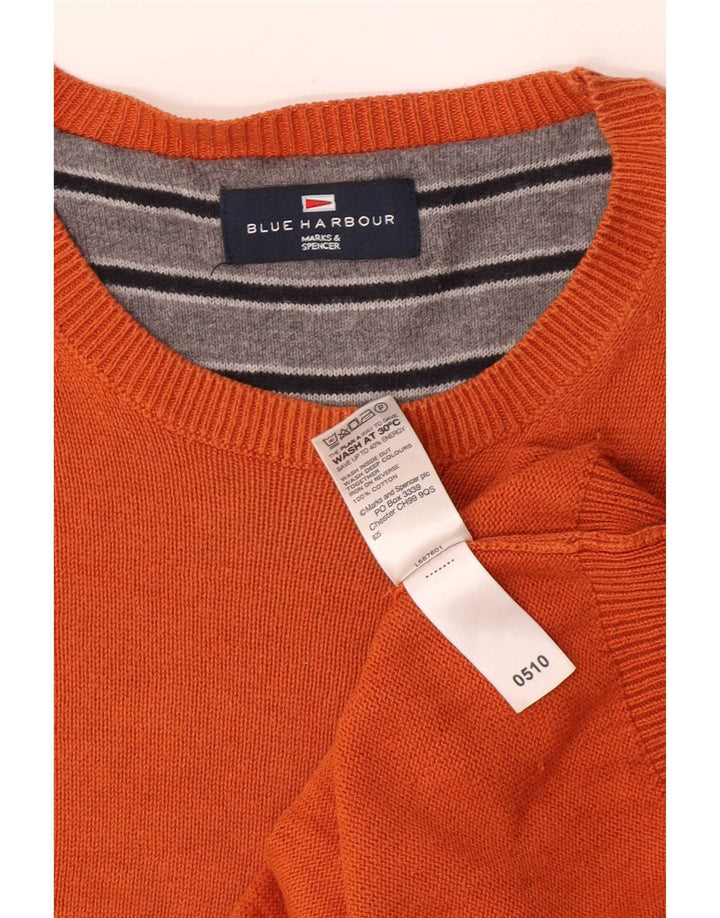 Marks & Spencer Herre Blue Harbor Crew Neck trøje Sweater Large Orange
