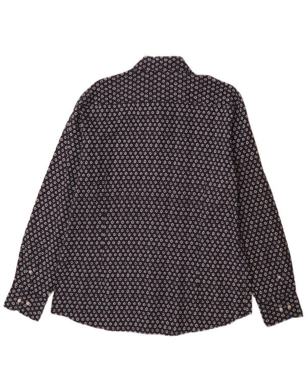 Massimo Dutti herreskjorte XL marineblå blomsterlinned