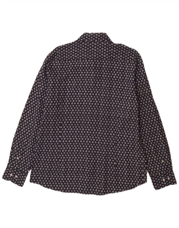 Massimo Dutti herreskjorte XL marineblå blomsterlinned