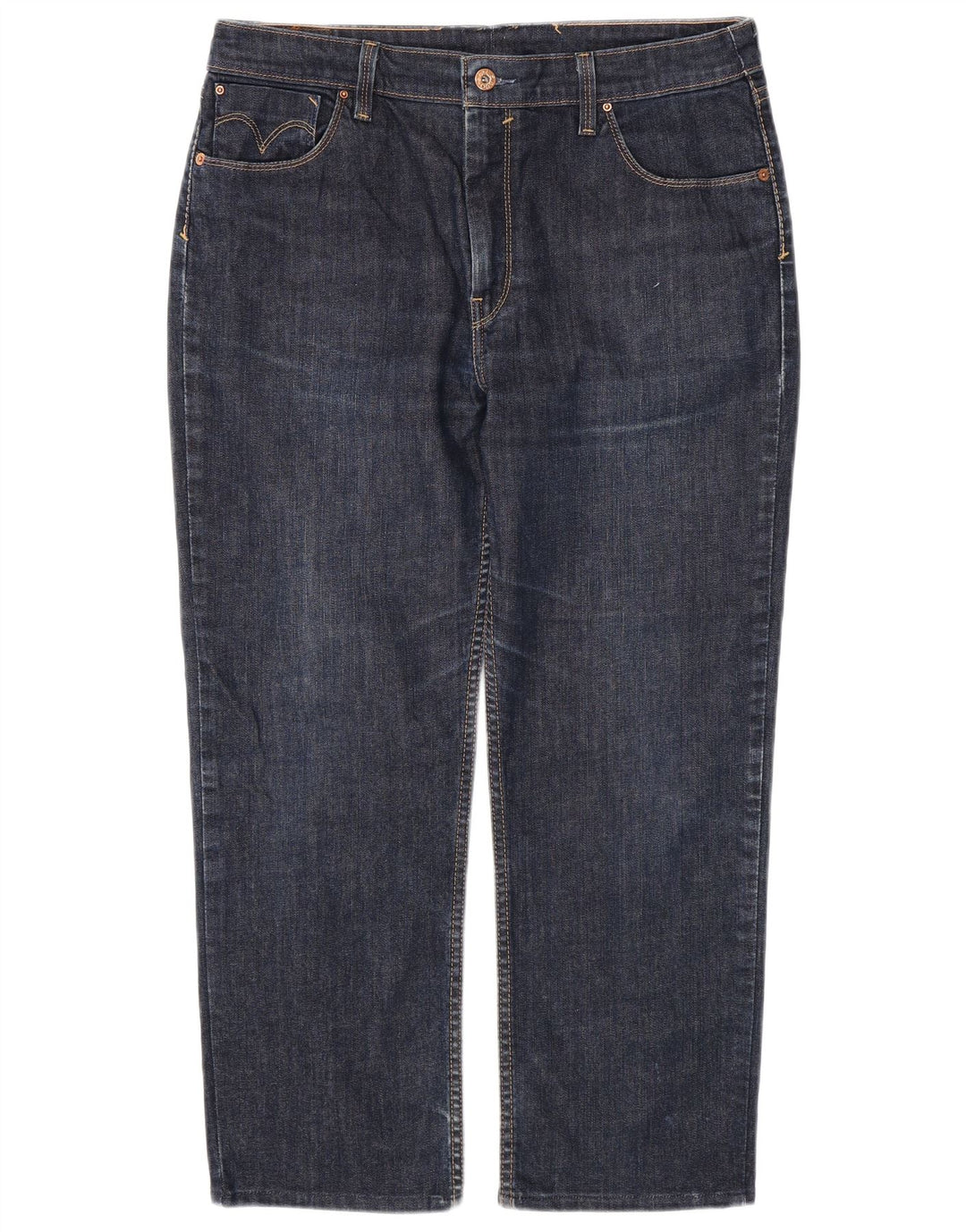 Levi's Womens Crop Straight Jeans W34 L26 Marineblå Bomuld