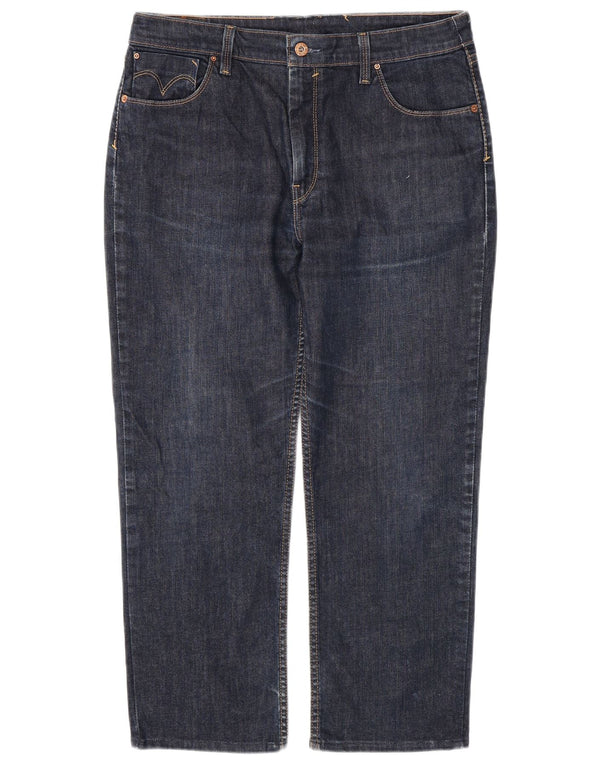 Levi's Womens Crop Straight Jeans W34 L26 Marineblå Bomuld
