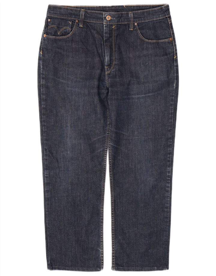 Levi's Womens Crop Straight Jeans W34 L26 Marineblå Bomuld