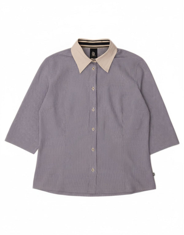 MARINA YACHTING Dame 3/4-ærmet skjortebluse UK 18 XL Blå nålestribe