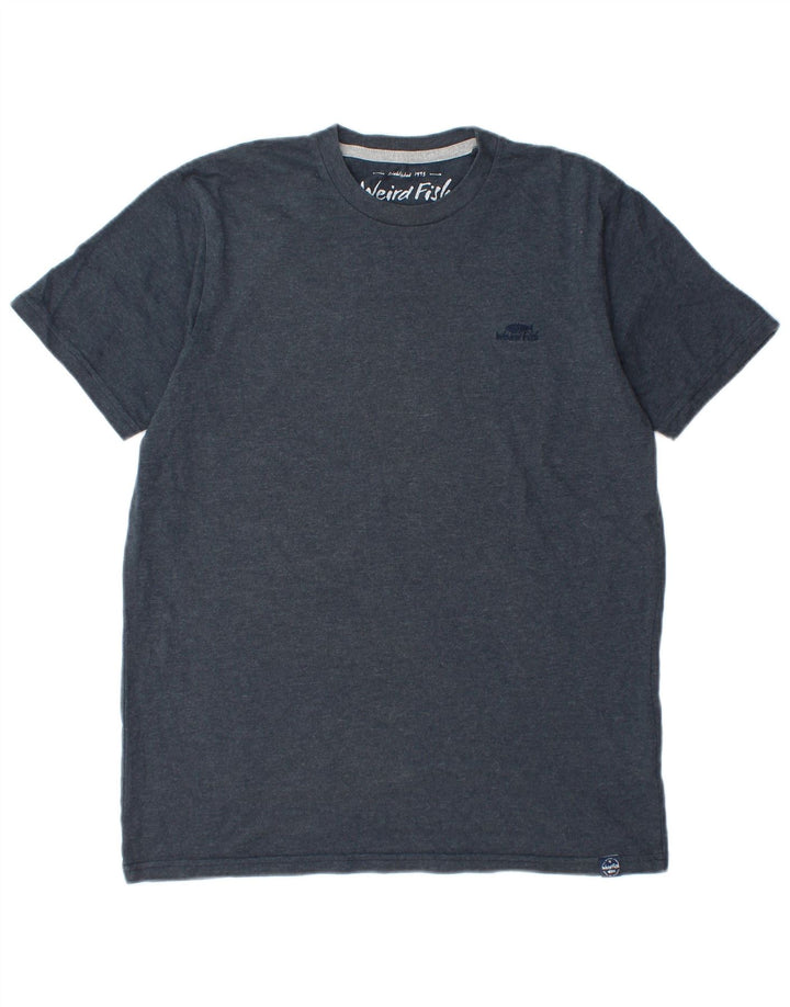 Weird Fish Herre T-Shirt Top Medium Marineblå Bomuld