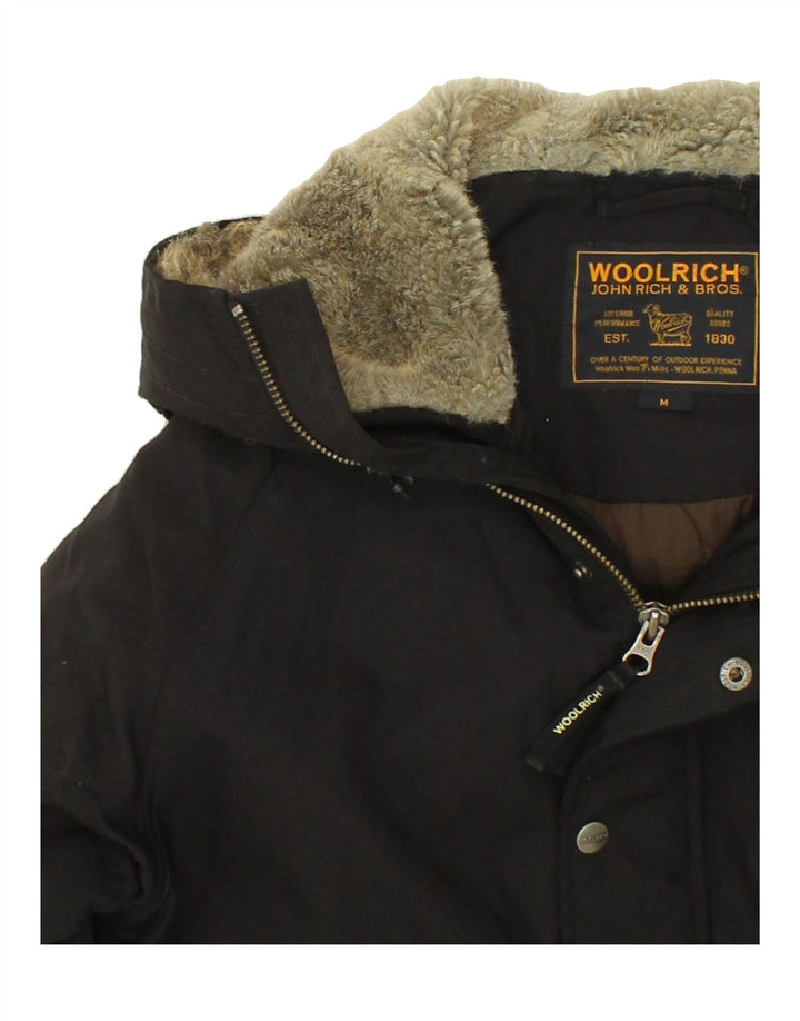 WOOLRICH Herre Hooded Bomber Polstret Jakke UK 38 Medium Black Nylon