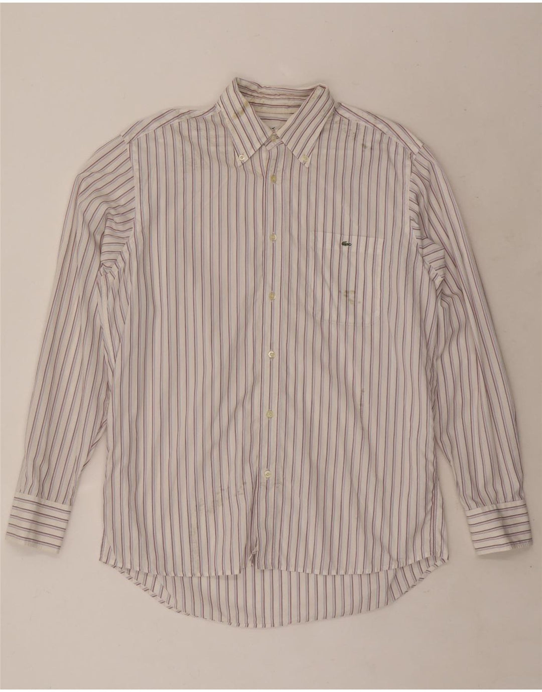 Lacoste Herreskjorte str. 42 Stor hvidstribet bomuld