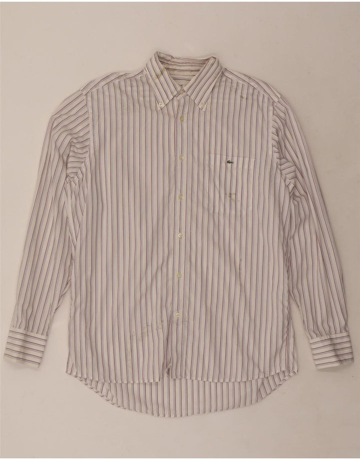 Lacoste Herreskjorte str. 42 Stor hvidstribet bomuld