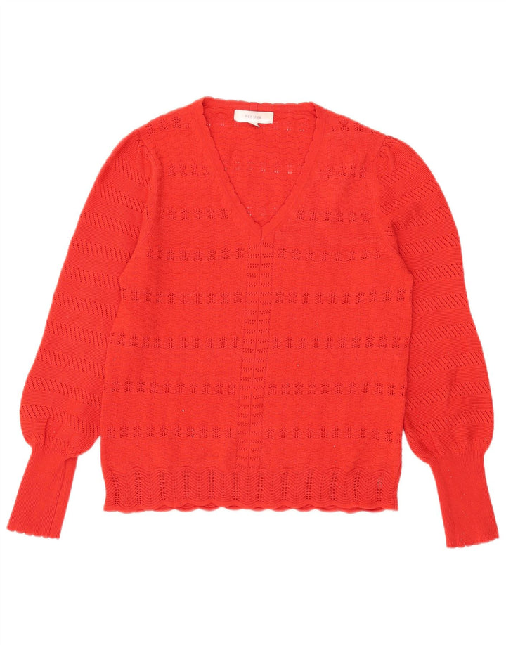 Marks & Spencer Dame V-hals sweater UK 14 Medium Rød Polyester