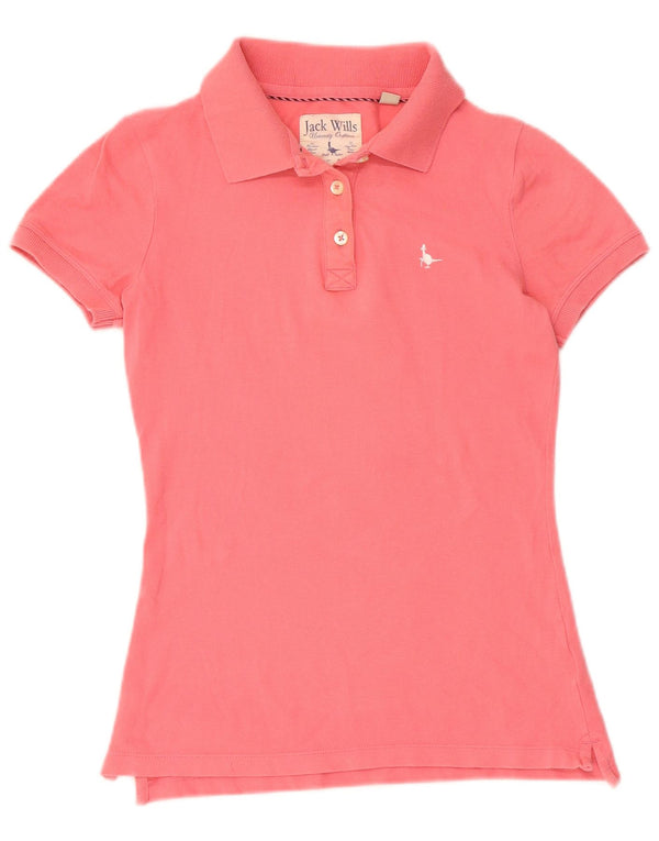 JACK WILLS Dame Polo Shirt UK 8 Small Pink Bomuld