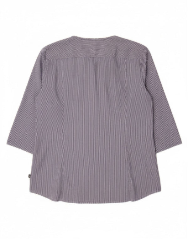 MARINA YACHTING Dame 3/4-ærmet skjortebluse UK 18 XL Blå nålestribe