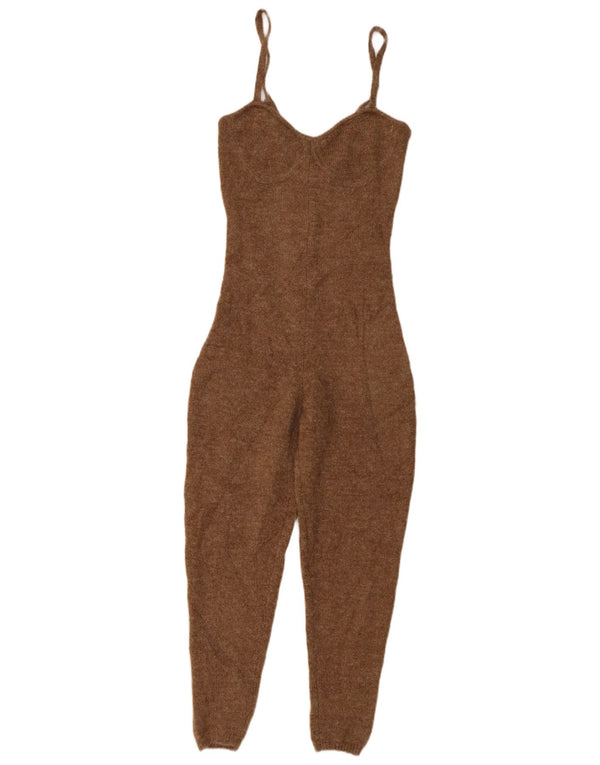 Zara Dame ærmeløs strik Jumpsuit UK 12 Medium Brown