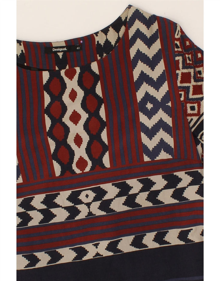DESIGUAL Womens Long Sleeve Shift Dress EU 40 Medium Navy Blue Fair Isle Vintage Desigual and Second-Hand Desigual from Messina Hembry 