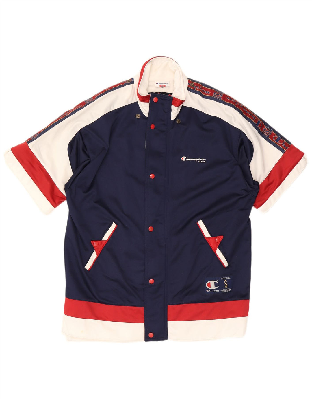 Champion Herre kortærmet træningsdragt Topjakke Small Navy Blue Colourblock