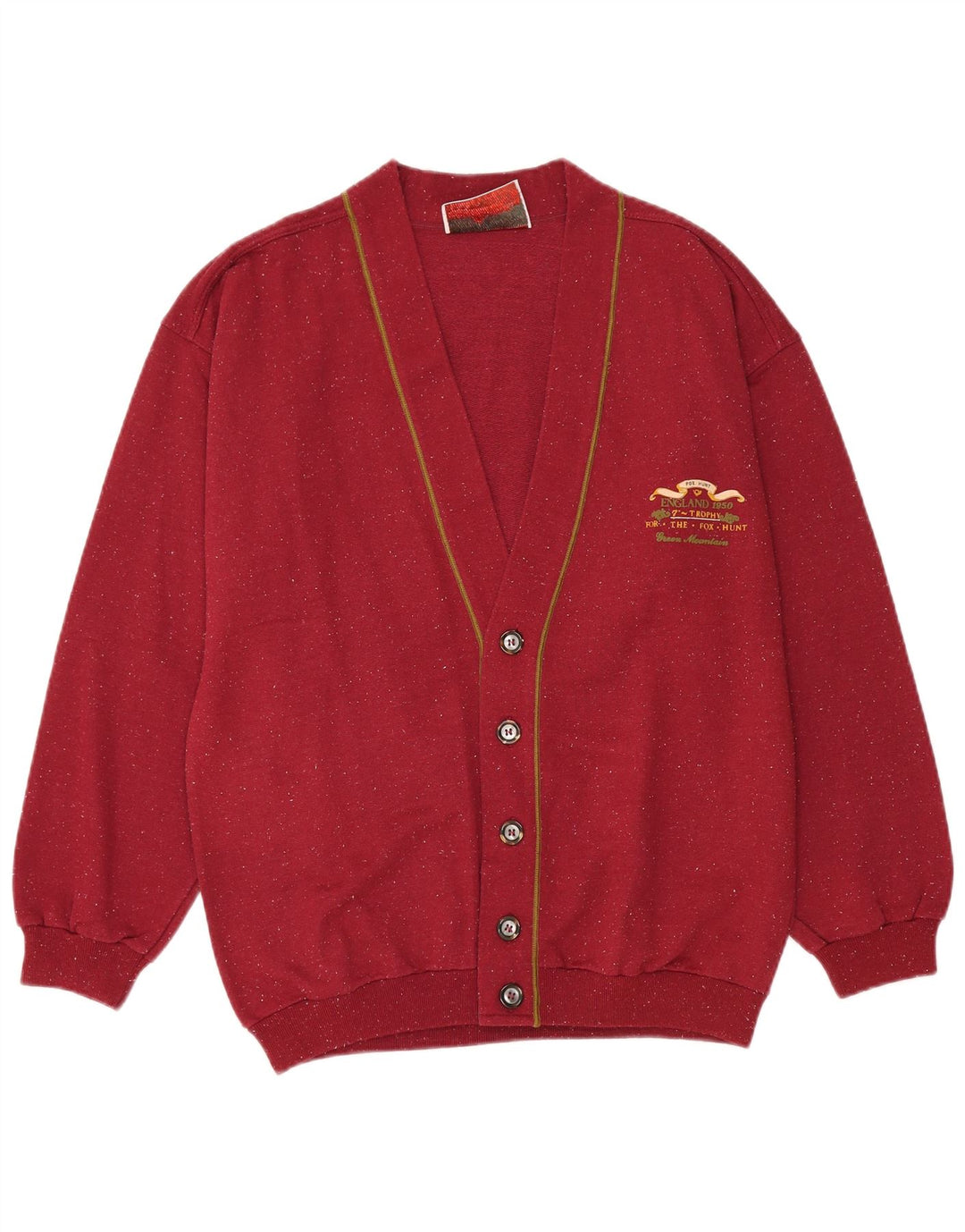 Vintage herre cardigan sweater Large Bourgogne Flecked