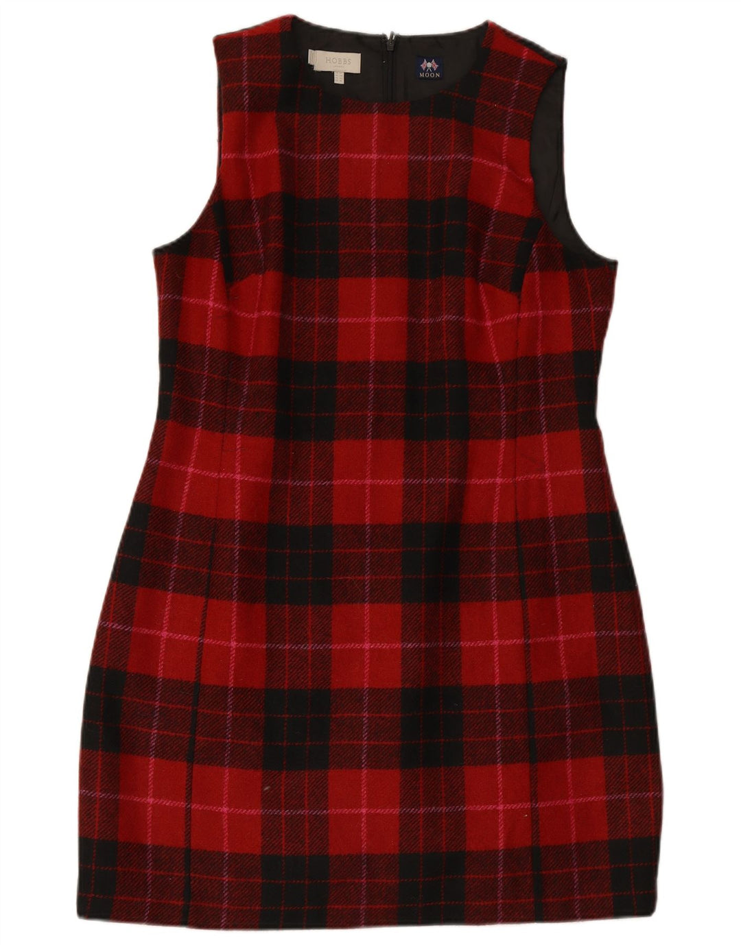 HOBBS Dame Ærmeløs Shift Dress UK 14 Large Red Check