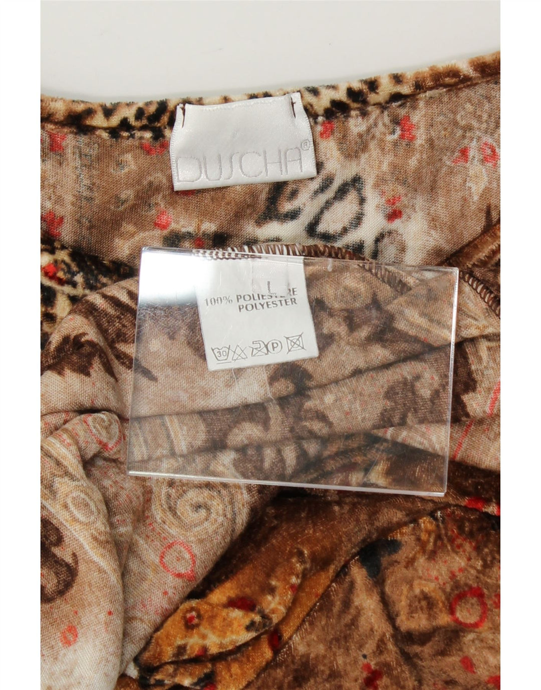 VINTAGE Womens Top Long Sleeve UK 16 Large Brown Animal Print Polyester Vintage Vintage and Second-Hand Vintage from Messina Hembry 