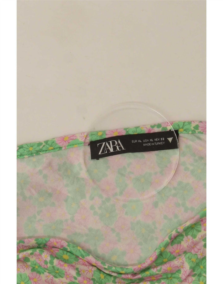 Zara Dame Mini Nederdel XL W32 Flerfarvet Blomster