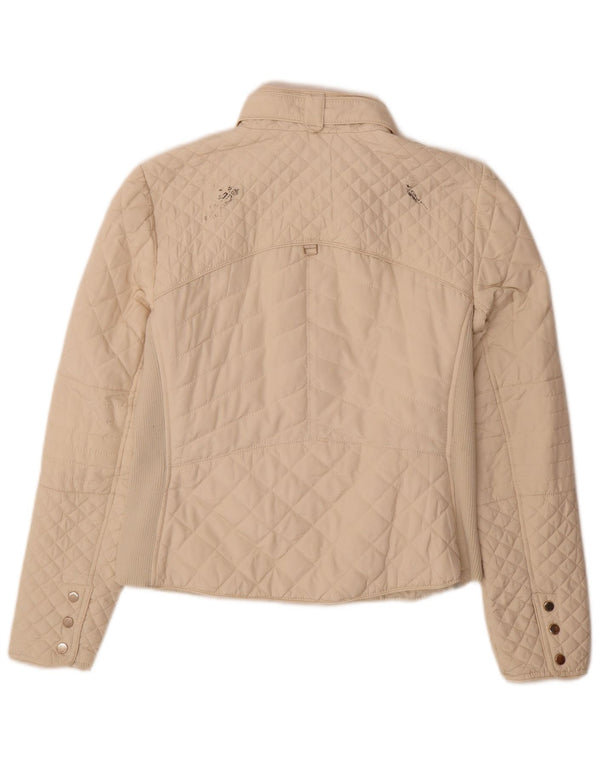 Zara Quiltet jakke til kvinder UK 16 Stor Beige Polyester