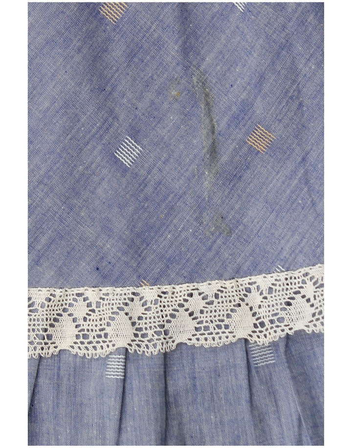 Vintage dame Maxi-nederdel W28 Medium Blue Spotted